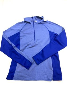 UNDER ARMOUR Womens XL Purple Stripe Long Sleeve 1/4 Quarter Zip Pullover Y18